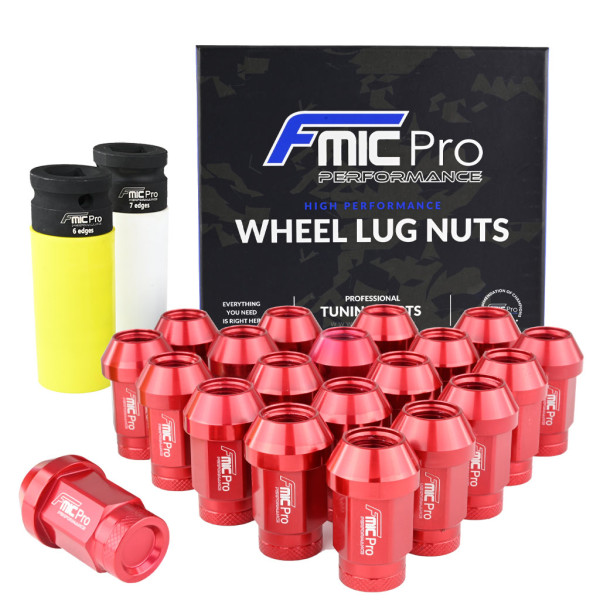 Red Tapered Aluminium Wheel Nuts M12x1.25, 20 pcs.
