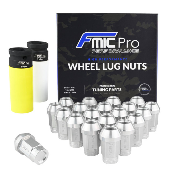 Aluminum Wheel Nuts M14x1.5 Silver 20 pcs Tapered