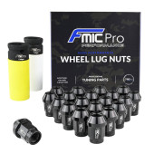 Aluminium Wheel Nuts M14x1.25 Black 20 pcs Conical Through-Piece