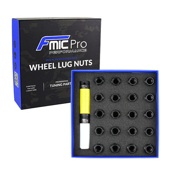 Aluminium Wheel Nuts M14x1.5 Black 20 pcs. Conical Through-Piece