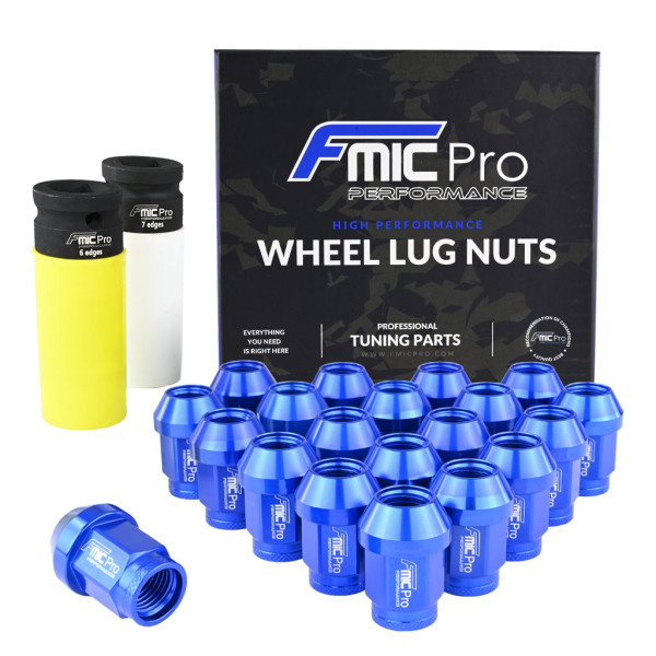 Blue Aluminium Wheel Nuts M14x1.5 20 pcs Conical Through-Piece