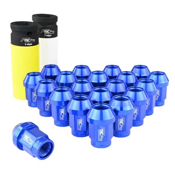 Aluminium Wheel Nuts M12x1.25 Blue 20 pcs. Conical Through-Piece