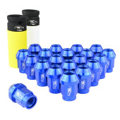 Blue Aluminium Wheel Nuts M14x1.25 20 pcs Conical Through-Piece