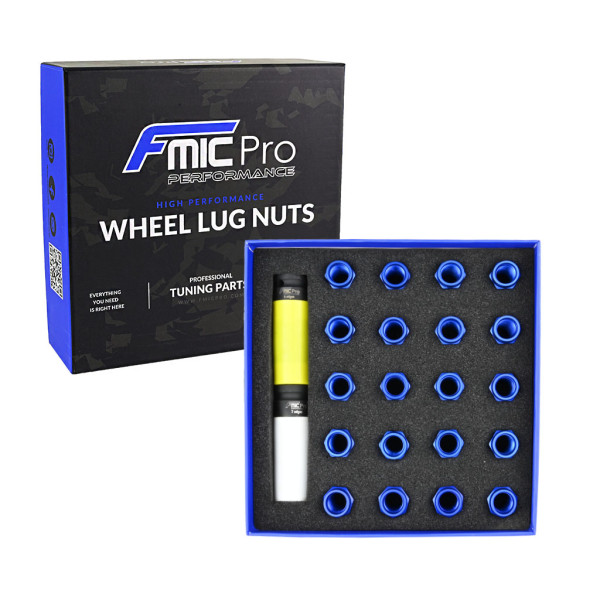Blue Aluminium Wheel Nuts M14x1.25 20 pcs Conical Through-Piece