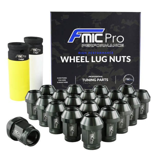 Aluminium Wheel Nuts M12x1.25 Grey (Gun Metal) 20 pcs. Conical Through-Piece