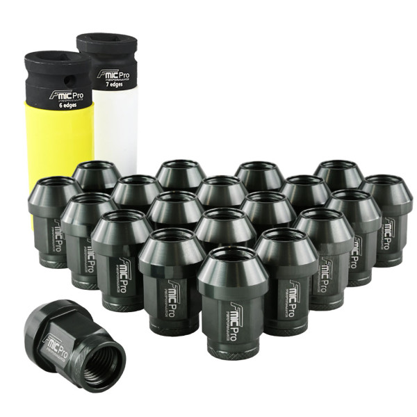 Aluminium Wheel Nuts M12x1.25 Grey (Gun Metal) 20 pcs. Conical Through-Piece