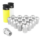 Aluminum Wheel Nuts M12x1.25 Silver 20 pcs Conical Through-Piece