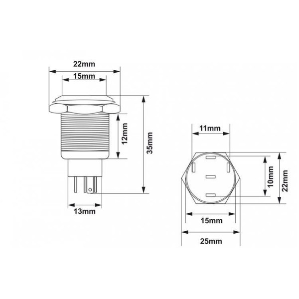 304SS 19mm ON-OFF Switch - Orange Finish, Durable Design