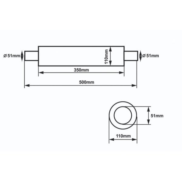 51mm SLIDE RS 304SS Center Muffler - 350mm Length