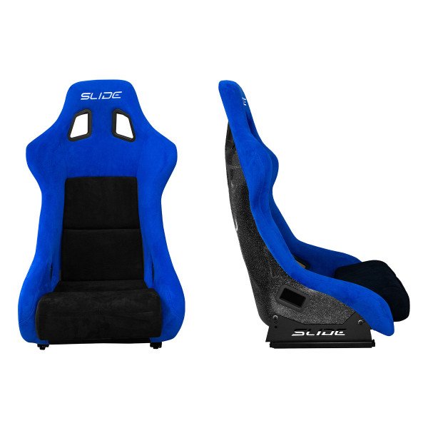 Premium Black & Blue Suede Racing Seat with Black Glitter
