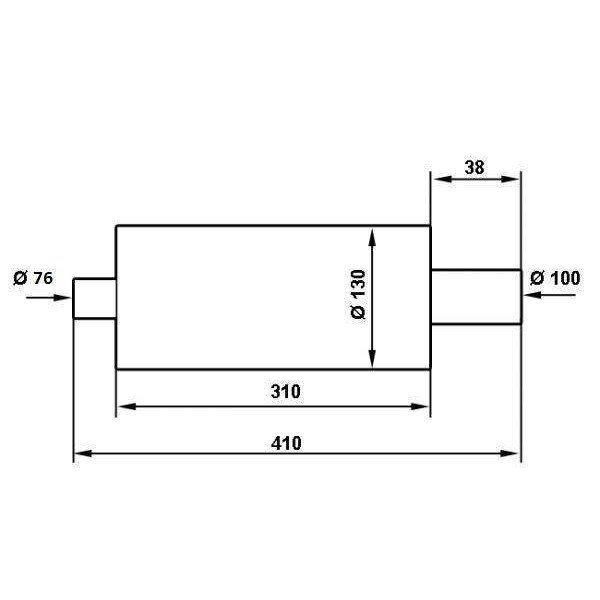 100mm Inlet Rear Muffler with 76mm Outlet - High Performance