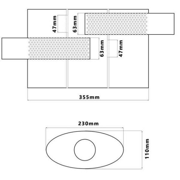 63.5mm 304SS Central Chambered Muffler - 355mm Length