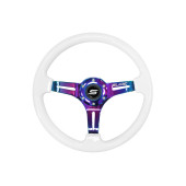 Steering wheel SLIDE 350mm offset:30mm NeoChrome Suede Silver Strip