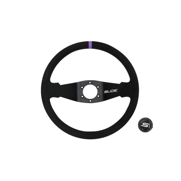 Steering wheel SLIDE 350mm offset:90mm Suede Purple Strip