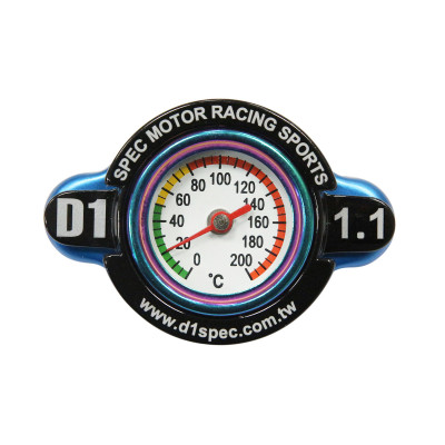 D1Spec 15mm Radiator Cap with Thermometer - 1.1 Bar Blue