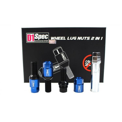 D1Spec Heptagon 2in1 Racing Bolts 12x1.5 - Blue Finish