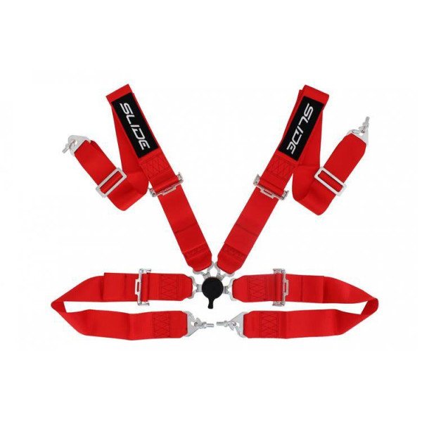 Quick Release 4-Point Racing Seat Belts - Red
