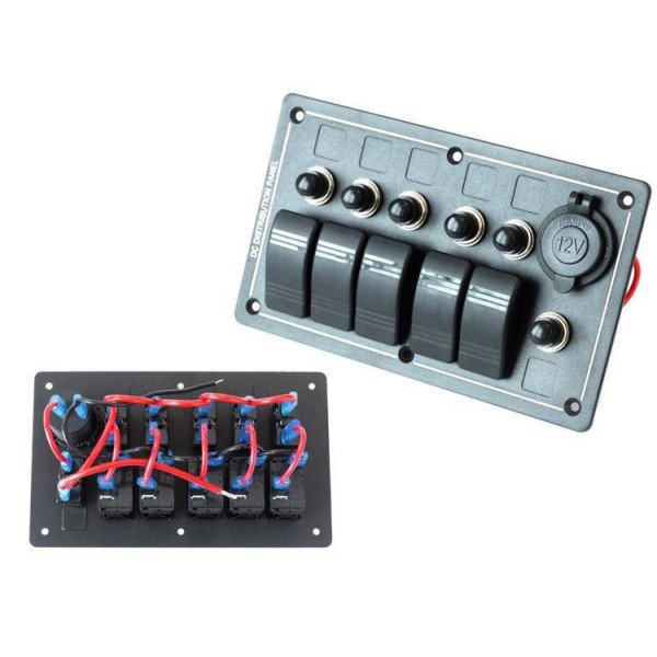 ALU ON-OFF Switch Panel 5x5A, 2x10A, 1x15A IP68