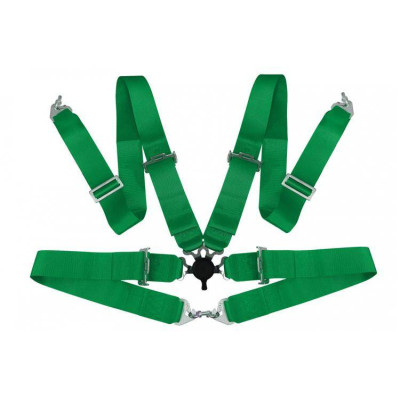 4-Point Green Racing Seat Belts - Secure & Stylish Safety Gear