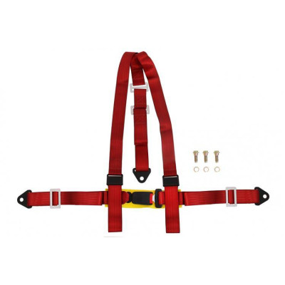3-Point Racing Seat Belts - Red - E4 Certified Safety Harness