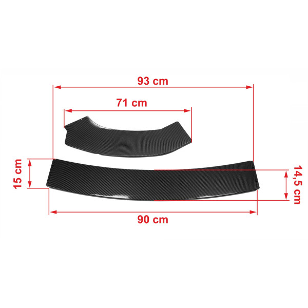 3-Piece Universal Carbon Look Front Bumper Splitter Kit