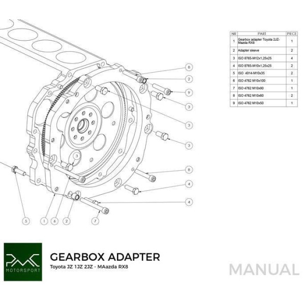 Toyota JZ 1JZ 2JZ to Mazda RX-8 Gearbox Adapter Plate