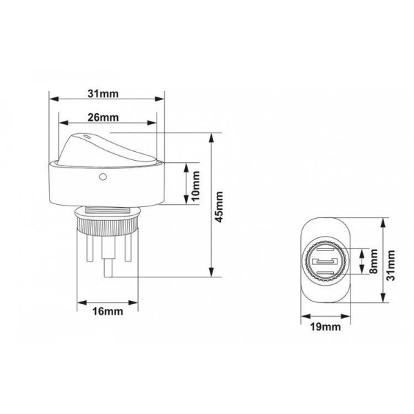 3-Pin White Oval Switch - ON/OFF Control for Home Use
