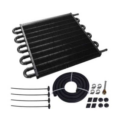 10-Row Black Power Steering Transmission Cooler - High Performance