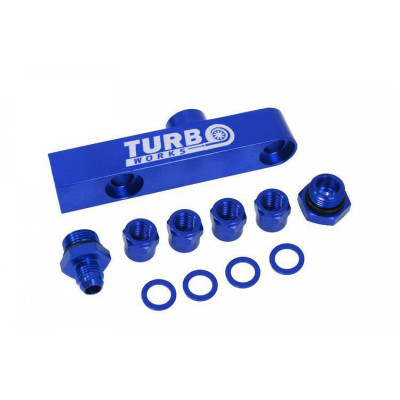 2-in-1 Blue Fuel Pump Manifold for Efficient Fuel Flow