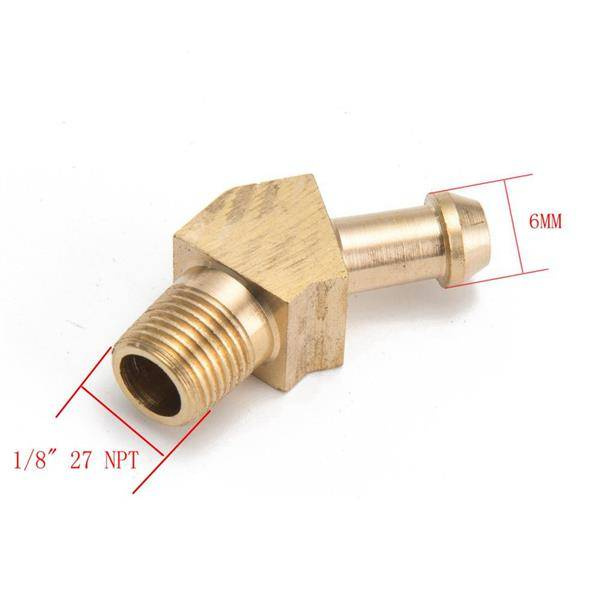 Brass Nipple 1-8 to 6mm Hose 45 Degrees - Durable Fitting
