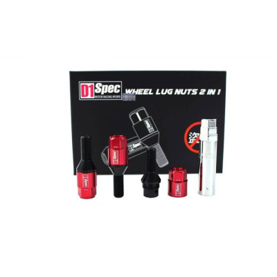 D1Spec Heptagon 2in1 Racing Bolts 12x1.5 - Red Finish