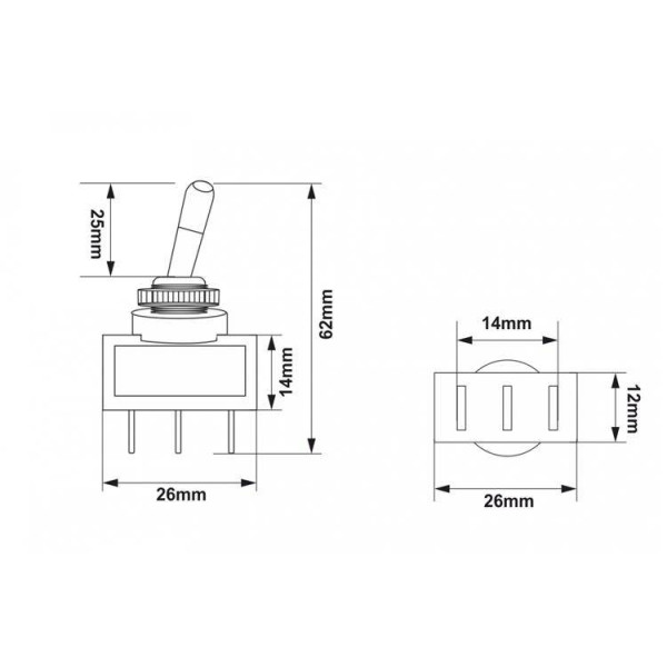 Red LED Chrome Toggle Switch - Type 1 for Custom Projects