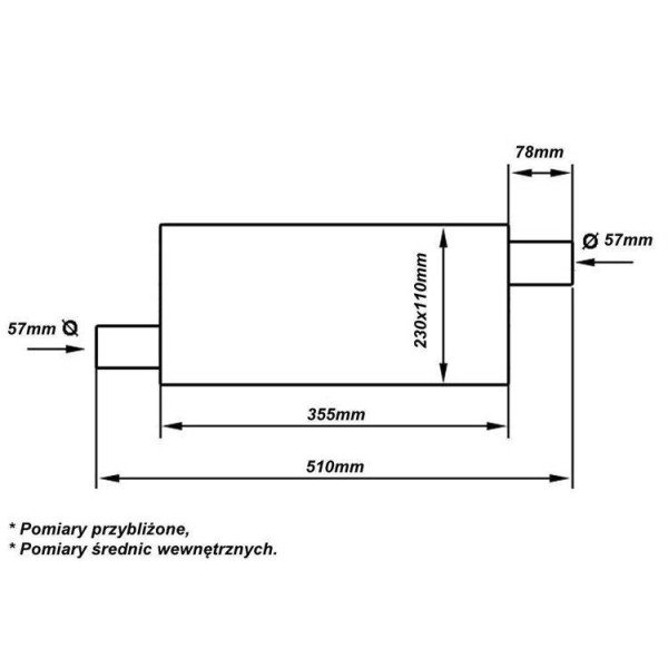57mm Center Muffler LT 304SS - 355mm Exhaust Upgrade