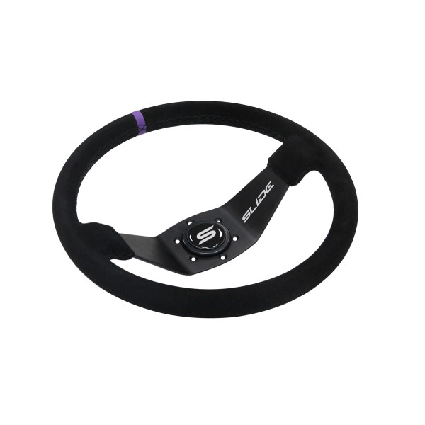 Steering wheel SLIDE 350mm offset:90mm Suede Purple Strip