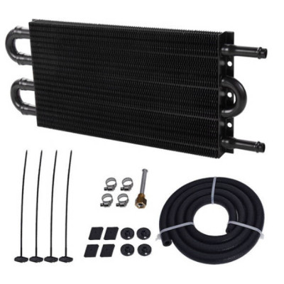 4-Row Black Power Steering Transmission Cooler - High Performance