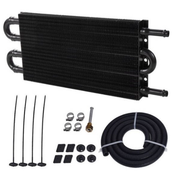 4-Row Black Power Steering Transmission Cooler - High Performance