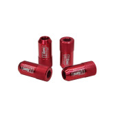 D1Spec 1.5" Red Forged Aluminum Wheel Lug Nuts - HEX Design