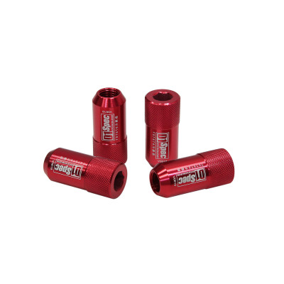 D1Spec 1.5" Red Forged Aluminum Wheel Lug Nuts - HEX Design