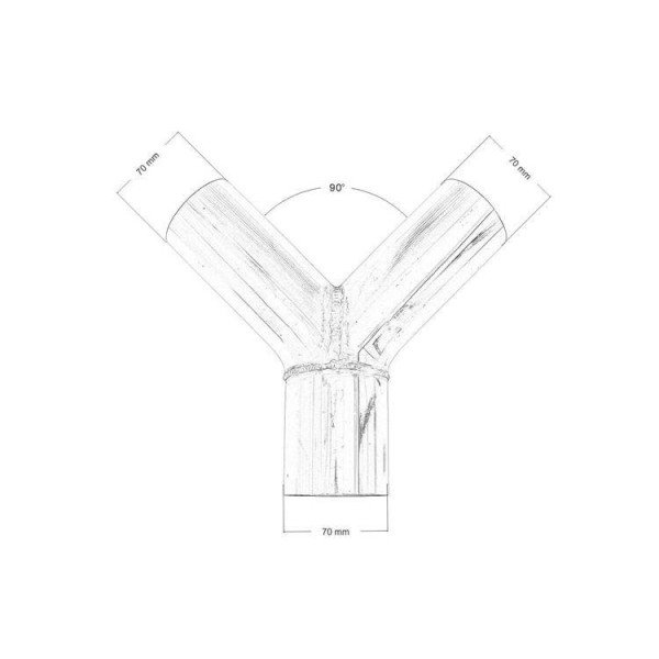 304SS Exhaust Tee 90° 70mm x 70mm - Durable Stainless Steel
