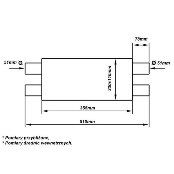 51mm Center Muffler LT 304SS - 355mm Performance Upgrade