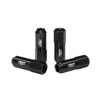 Blox Replica 60mm M12x1.25 Black Wheel Lug Nuts - Set of 4