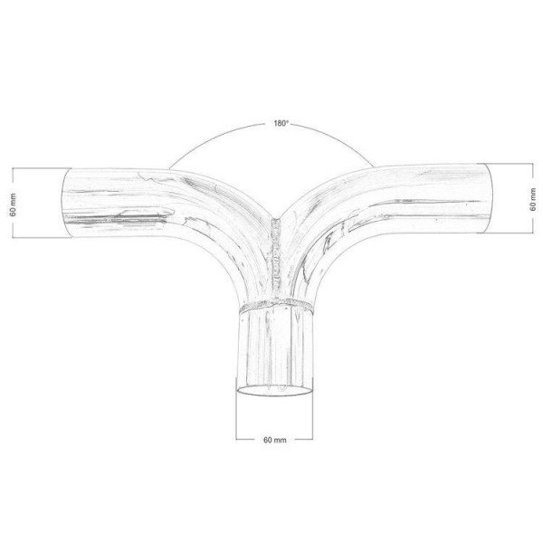304SS Exhaust Tee 180° 60-60mm - Durable Stainless Steel