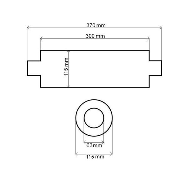 63mm Center Muffler 304SS - 300mm Length for Performance