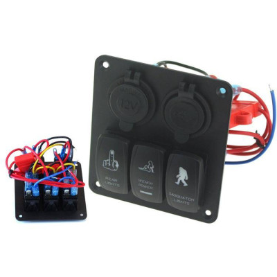 12-24V Waterproof ON-OFF Switch Panel with USB & 15A Ports
