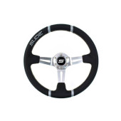 350mm Leather Steering Wheel with 90mm Offset - Silver