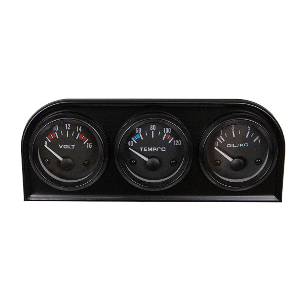 KET 52mm 3-in-1 Gauge Kit: Volt, Water Temp, Oil Pressure