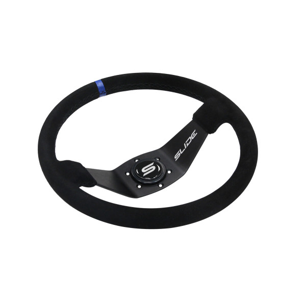 Steering wheel SLIDE 350mm offset:90mm Suede Blue Strip