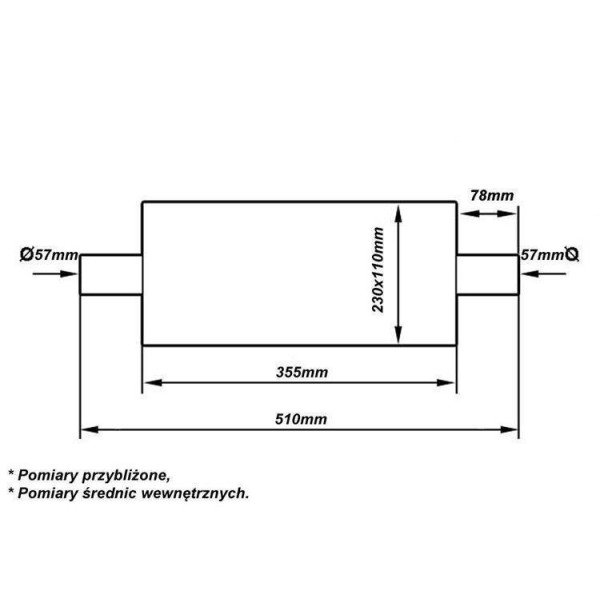 57mm Center Muffler LT 304SS - 355mm Exhaust Upgrade