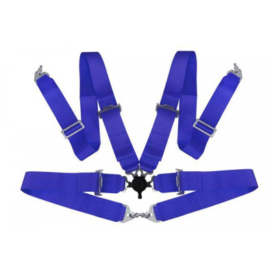 4-Point Blue Racing Seat Belts - Secure & Stylish Safety Gear