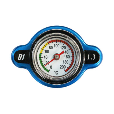 D1Spec 15mm Radiator Cap with Thermometer - 1.3 Bar Blue